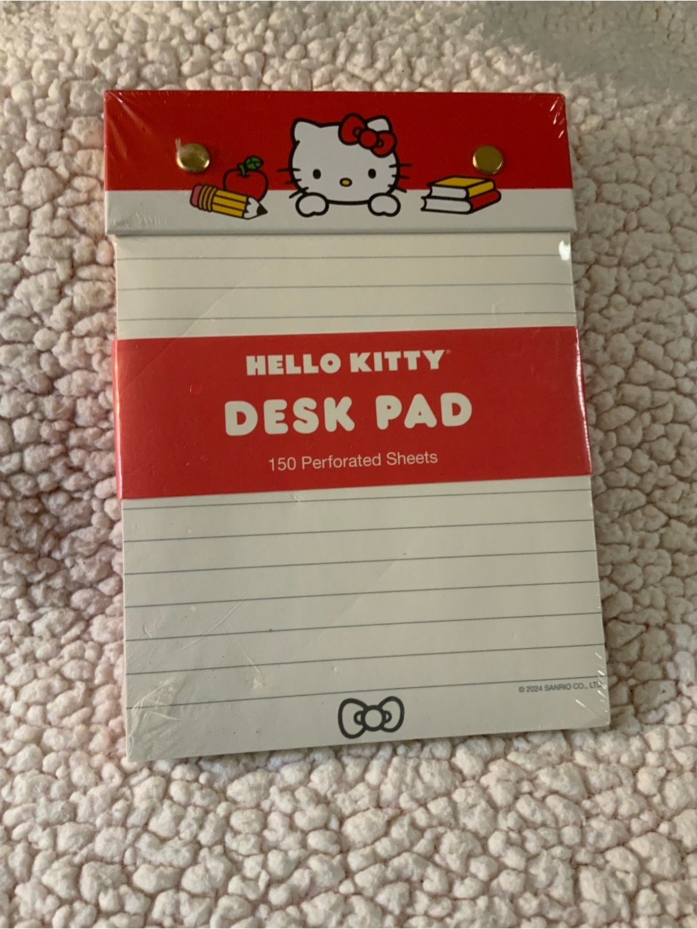 Hello Kitty Red and White Lined Desk Notepad
